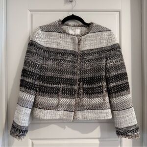 Etcetera by Carlisle Wool Blend Tweed Neutral Blazer Jacket Size‎ 2